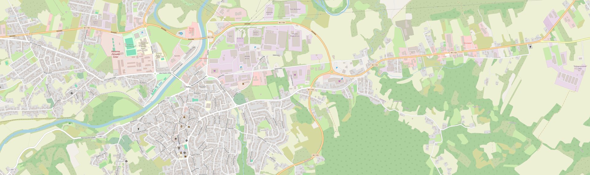Mapa: Ulica 1. Maja, Derventa